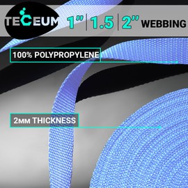 TECEUM 1 Inch Webbing – Baby Blue – 10 Yards – 1” Webbing for Climbing Outdoors Indoors Crafting DIY nw
