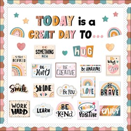 Today is A Great Day Bulletin Board Set Boho Rainbow Motivational Classroom Decor for Teachers Positive Affirmations Accents Inspiration Cutouts for Class School Bulletin Board Decoration Supplies