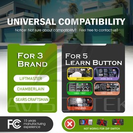 1Pack - Universal LiftMaster 878MAX Garage Door Opener Keypad (1993-Present) - Compatible with 877LM/377LM/977LM/66LM - 3-Year Warranty