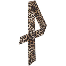 Allegra K Skinny Scarf Womens Thin Long Neckscarf Fashion Leopard Print Hairband Waistband Bag Handle Accessory Coffee 1 Pcs