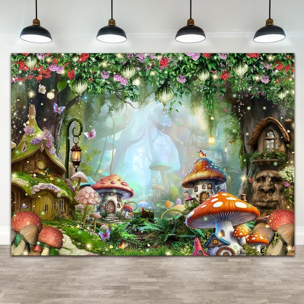 Lofaris Spring Enchanted Mushroom Forest Photography Backdrop Magic Fairytale Forest