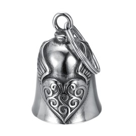 Biker Bell Motorcycle, Lucky Bell Heart Wing, Exorcism Biker Bell for Men Women, Guard Riding Safety, Motorcycle Bell Pendant, Motorcycle Accessories