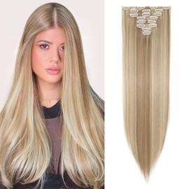 Tess Clip-In Hair Extensions, Like Real Hair, Synthetic Hair Hairpiece, 8 Wefts, 18 Clips, Hair Extensions, Straight