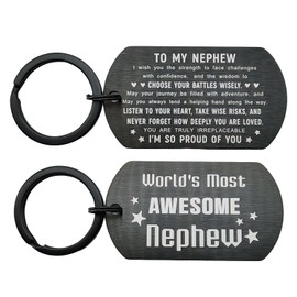 DGXMD Gifts for Nephew - World's Best Awesome Nephew Keychain - Nephew's Birthday Graduation Gifts from Aunt Uncle