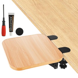 STARVAST Ergonomics Desk Extender Tray, 9.5"x9.1" Table Mount Arm Wrist Rest Shelf, Foldable Wrist Rest Computer Elbow Support, Fits up to 2 Inch Thickness Desk