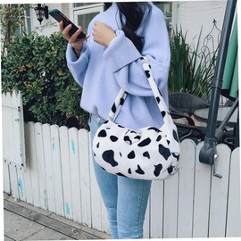 Ipetboom Cow Pattern Plush Crossbody Bag for Women and Versatile Shoulder Handbag Stylish Tote Purse Durable Plush Material