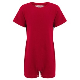 Kaycey Popper Vest Short Sleeve Bodysuit With Crotch Snap Closure, Adaptive Clothing for Kids with Special Needs, Soft Cotton, Red, 13-14 Years