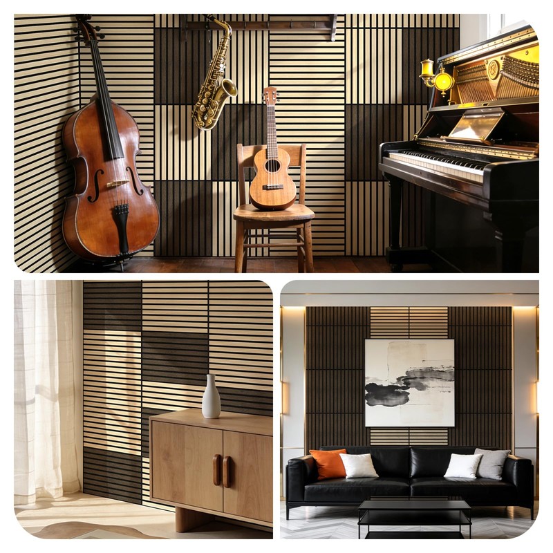 WADILE 16 Pack Self Adhesive Acoustic Wall Panels in Wood