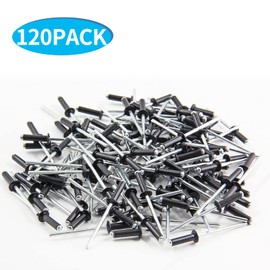 Jiozermi 120 Pcs Aluminum Blind Rivets, 1/8" x 1/4" Pop Rivets Assortment, Black