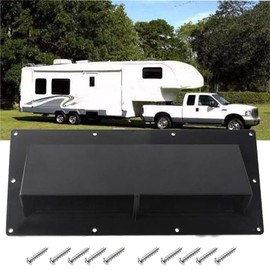 1Pcs RV Exhaust Vent Cover, RV Range Hood Vent,RV Range Hood Cover,Sidewall Vent w/locking Flap Stove Bathroom Vent Cover Outside Damper for Motorhome Trailer Camper and 10 Pcs Screws (Black)
