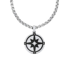 s.Oliver Kette mit Anhänger Edelstahl Herren Halsschmuck, 50 cm, Bicolor, Kompass, Kommt in Schmuck Geschenk Box, 2020910
