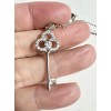 Handmade 925 Sterling Silver Key Pendant Necklace Clear Cubic Zirconia