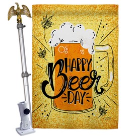 Angeleno Heritage Happy Beer Day House Flag Eagle Set Beverages Hour Game Pong Party Ale Lager Craft Decoration Banner Small Garden Yard Gift Double-Sided, Made in USA