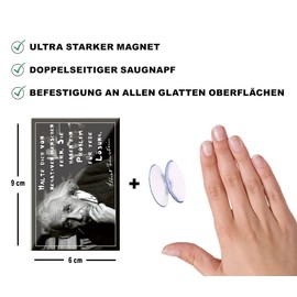 schilderkreis24 Funny Albert Einstein Saying Quote "Halte Dich von negativen Menschen fern.." Magnet Decorative Fridge Magnet Kitchen Gift Idea Birthday Christmas 9 x 6 cm