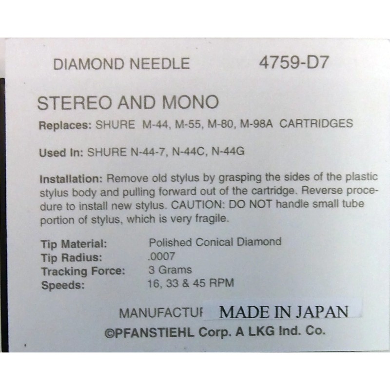 Pfanstiehl Improved Needle for Wurlitzer Rock-ola AMI Rowe Jukeboxes Using