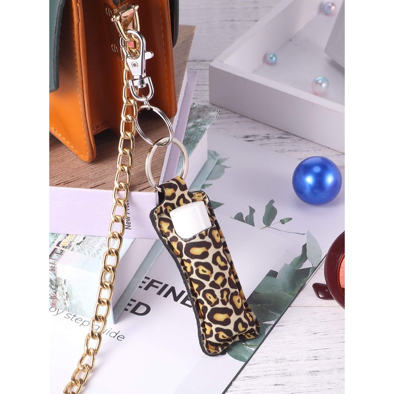 10 Pieces Cow Print Lipstick Holder Lipstick Holder Keychain Sleeve