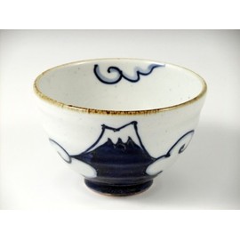 Arita Hasami Ware Shouho Kiln Set of 20850 Blue and Red Fuji Rice Bowls (Couple Rice Bowls)