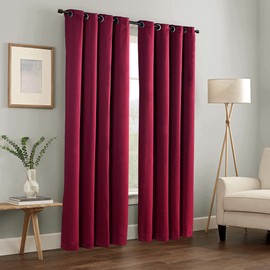 Home Soft Things Serenta 4 Piece Grommet Darkening Thermal Insulated Blackout Window Panel Curtain Set, 2 Curtains and 2 Tiebacks, 54" x 63", Burgundy