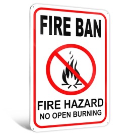 No Campfires Sign, 8x12 Reflective Aluminum Fire Ban No Open Burning Fire Hazard Sign