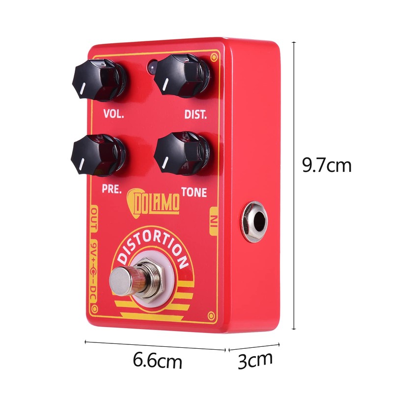 D-9 Distortion Guitar Effect Pedal with Presence Distortion Volume Tone