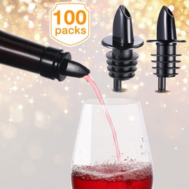 Potchen 100 Packs Pour Spout for Liquor Bottles Flow Pourers Pour Spouts for Bars Clubs Pubs Restaurants Coffee Shops and Home(Black)