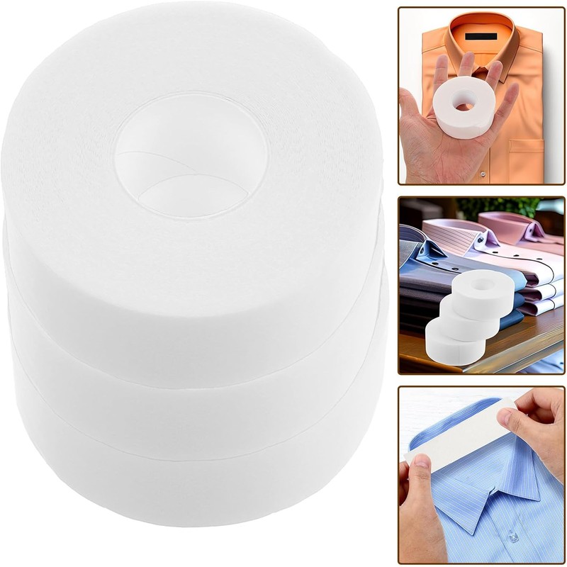 Protector de Cuello Blanco Autoadhesivo para Camisas, 3 Rollos de