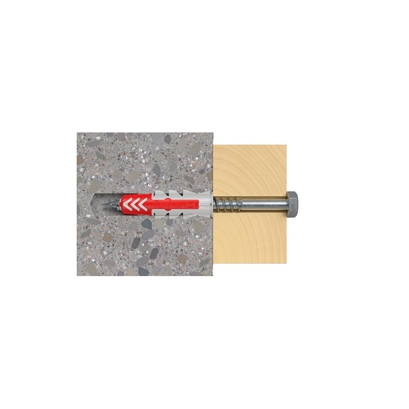 Fischer 537641 Dowel DUOPOWER, Grey/Red, 8 x 40 mm, Pack