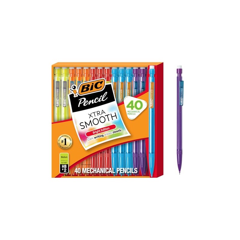 BIC Portaminas Xtra Smooth Bright Edition, Negro, 0,7 mm, 40