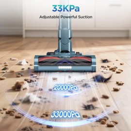 Cordless Vacuum Cleaner,33KPA/400W Powerful Stick Vacuum with Auto Suction Mode,Max 50Mins Runtime,LED Display,Rechargeable&Anti-Tangle,Lightweight Vacuum Cleaners for Home/Pet Hair/Carpets/Hard Floor