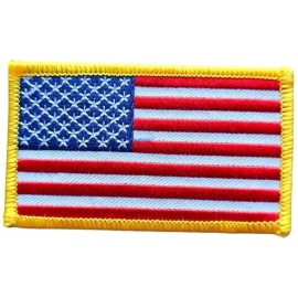 Unbranded USA AMERICAN US FLAG YELLOW BORDER HIGH QUALITY EMBROIDERED IRON ON PATCH