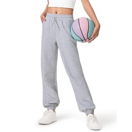 Somaibo Girls Sweatpants Athletic Joggers with Drawstring Waist and Pockets, Great for Teen Girls Size 11-12 Years Grey