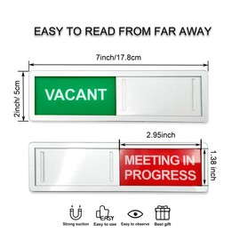 LICQIC Privacy Sign, IN/OUT - Sliding Door Sign with Fast Switching Raised Buttons, for Home Office Restroom Conference, Silver