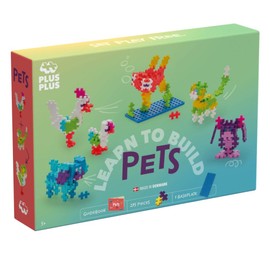 PLUS PLUS Building Blocks Toy - Learn to Build Pets, Includes 250 Colourful Pieces, Baseplate and Inspiring Guidebook, Kids Construction Toys, STEM Learning Resources - Girls and Boys Toys Age 5 Plus