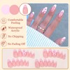 24 x Artificial Nails Almond Medium, Nude Pink French False