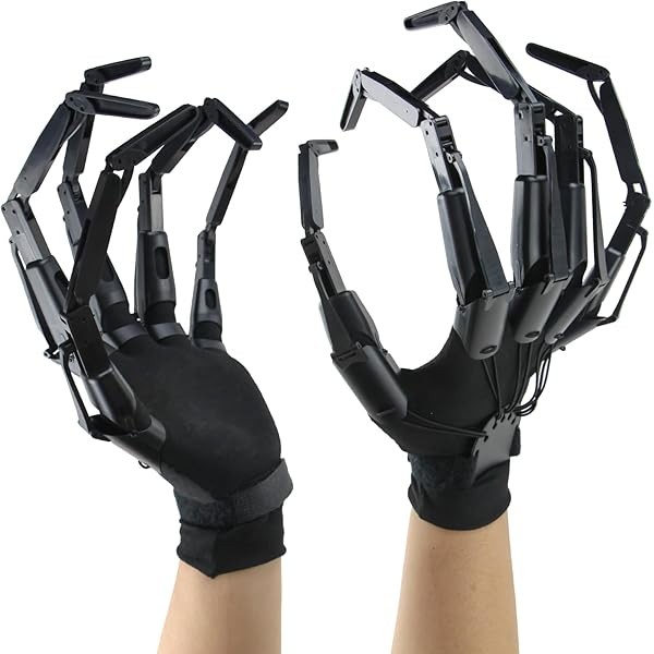 Magoog Halloween Articulated Fingers with Gloves,Articulated Finger Extensions,Scary Skeleton Bone