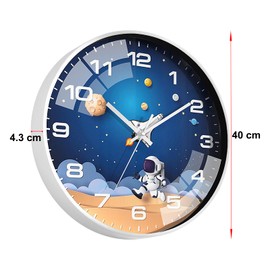 ALEENFOON 12 Inch Wall Clock for Kids Silent Non Ticking Quartz Decorative Clock Astronaut Space Travel Children Round Wall Clock for Bedroom, Living Room, Classroom, Kitchen, Children's Room (1)