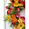 24" Summer Round Poppy Wreath for Front Door with Orange,