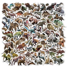Pack of 100 Funny Dinosaur Stickers Set, Cute Dinosaur Stickers, Waterproof Vinyl Stickers, Aesthetic Stickers for Dinosaur Lovers, Scrapbook, Phone (Dinosaur Shape)