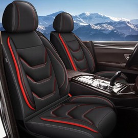 JIAMAOXIN Front Set Seat Covers for Nissan Kicks 2018-2025: Breathable Leather Car Seat Covers (2 Front Set,Black&Red)