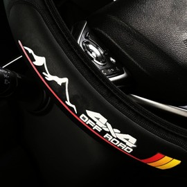 Leather Steering Wheel Cover Compatible with Toyota Tacoma 4Runner Tundra Rav4 Highlander TRD Universal Size (T)