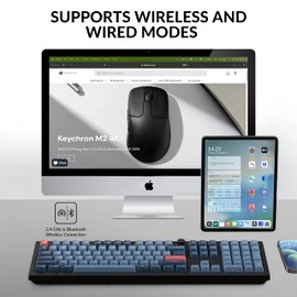 Keychron V6 Max Wireless Custom Mechanical Keyboard, 2.4 GHz Bluetooth QMK Full-Size Layout RGB with Hot-swappable Gateron Red Switch Compatible with Mac Windows Linux