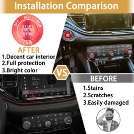 CIMOF Air Conditioning Knob Cover for Dodge Durango Accessories 2021-2023 2024 2025, Headlight Switch Trim, AC Climate Control Knob Cap, Volume Control Knob, Start Stop Buttton Cover (6pcs, Red)