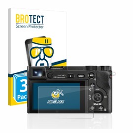 BROTECT Protective Glass for Sony Alpha 5000/6000/6400 (Pack of 3) Protective Film Tempered Glass [Extremely Scratch-Resistant 9H, Anti-Fingerprint