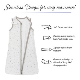 Baby Sleep Sack 6-18 Months, 100% Cotton Baby Wearable Blanket, TOG 0.5 Sleeveless Sleeping Bag for Babies Toddler