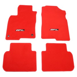 IKON MOTORSPORTS, Floor Mats Compatible with 2022-2026 Honda Civic & 2023-2026 Acura Integra, Red Nylon OE Fitment Style Front & Rear Floor Mats Carpet with FL Logo 4PCS