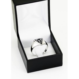 Tau Kappa Epsilon sterling silver houseplate ring in black enamel