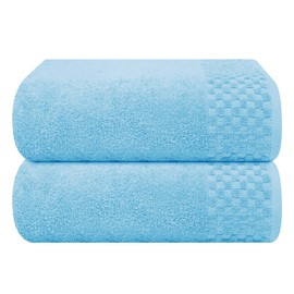 MyOwn Ultra Soft 2 Pack Oversized Bath Towel Set 28x55 inches, Cotton Large Bath Towels, Highly Absorbant Compact Quickdry & Lightweight Towel, Ideal for Gym Travel Camp Pool - Sky Blue