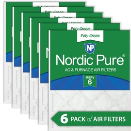 Nordic Pure 16x25x1 MERV 6 Poly Green AC Furnace Air Filter 6 Pack - Captures Dust/Pollen