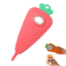 Magnetic Carrot-Shaped Jar & Bottle Opener - Effortless Lid Removal for Weak Hands, Arthritis, Seniors - Fridge Decor Gift, Kitchen Aid Tool (Pink)