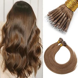 22inch #06 Light Brown Hair Extensions Pre Bonded Hair Extension Real Remy Human Hair Micro Nano Ring Hair Extenisons 50 Strands